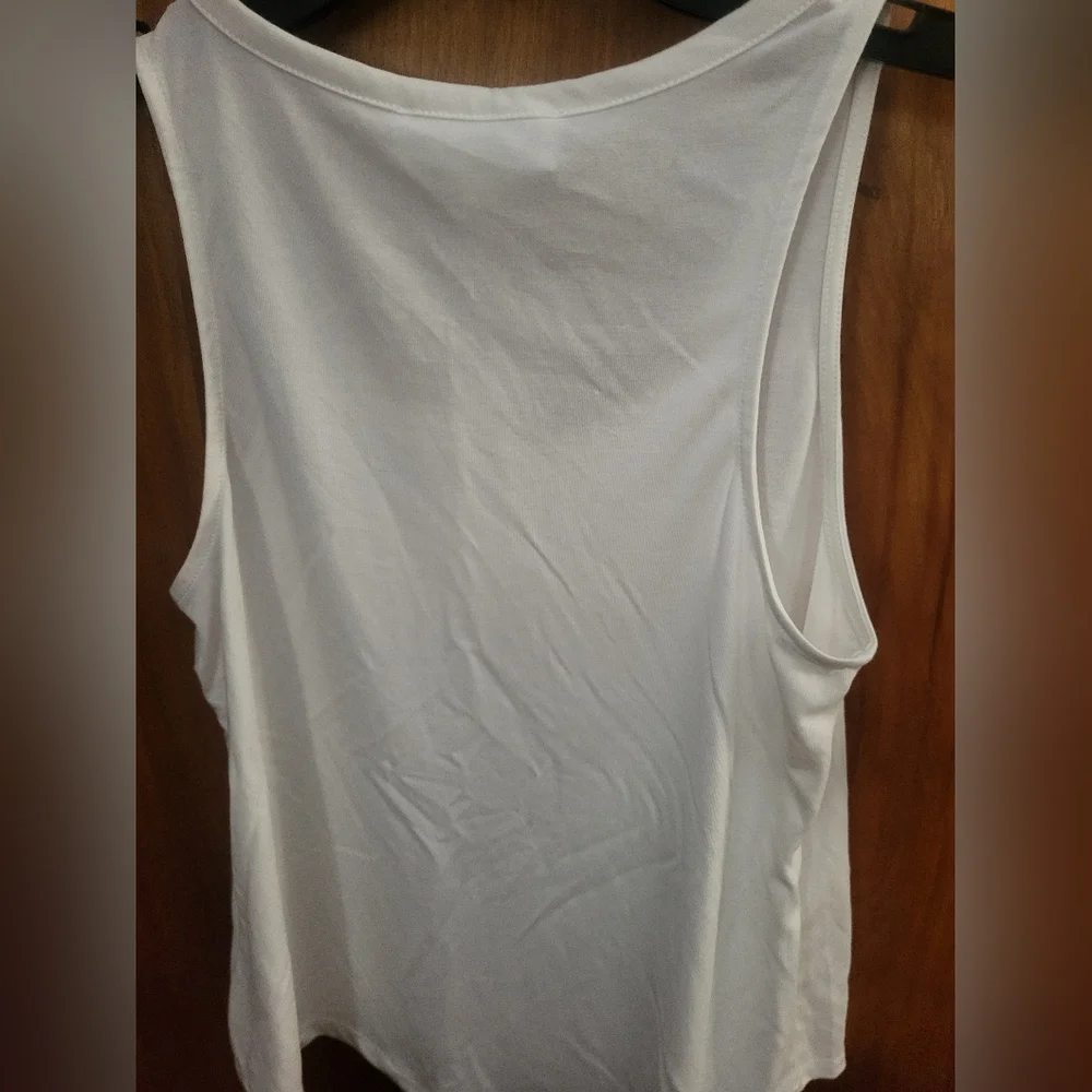Hippie Rose White Tank Top Sleeveless Scoop Neck - Picture 2 of 5